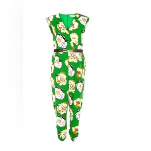 RIVER ISLAND | green floral jumpsuit